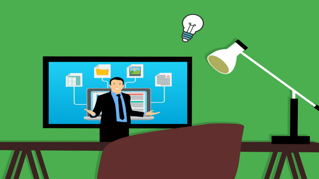 Illustration Mann in einem Bildschirm währen eines Livestreams